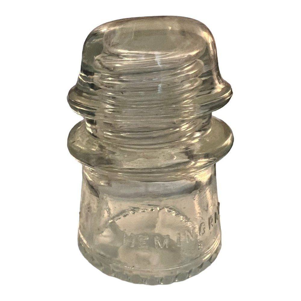Antique Hemingray 16 Clear Glass Electric Pole Insulator  3"x4" Made USA